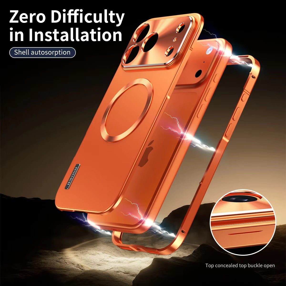 Luxury iPhone Case — All-Aluminum Magnetic Frame with Frosted PC Backplate, Ultra-Thin Shock-Absorbing Protective Design