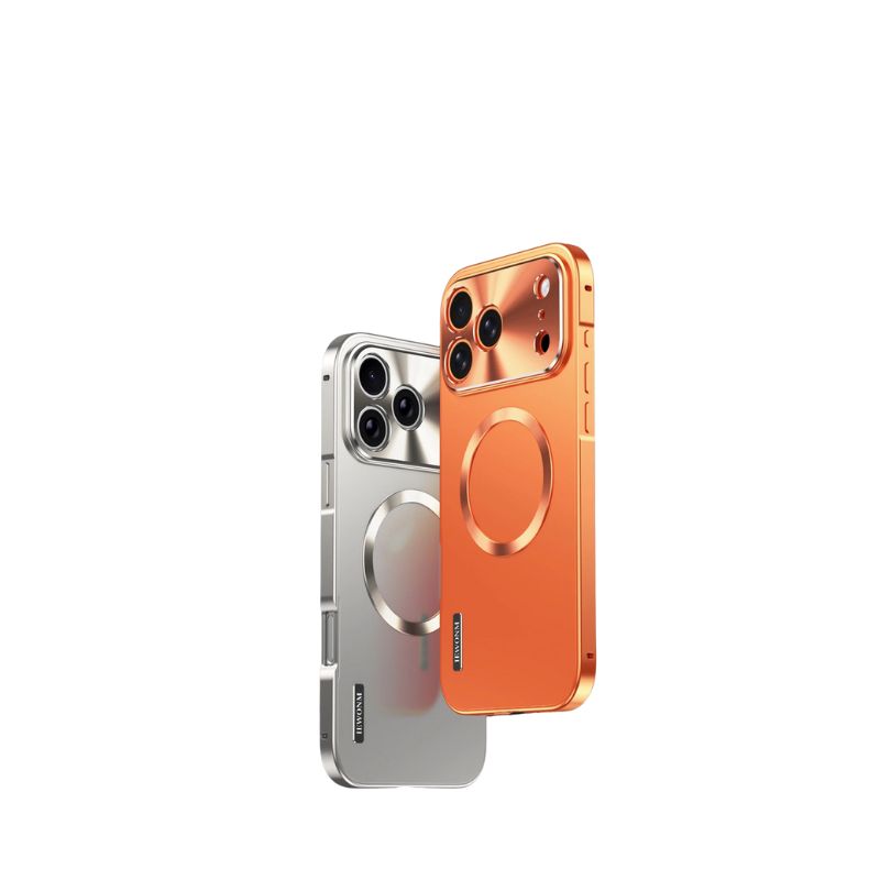 Luxury iPhone Case — All-Aluminum Magnetic Frame with Frosted PC Backplate, Ultra-Thin Shock-Absorbing Protective Design