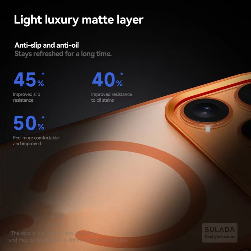 Luxury iPhone Case — Alloy Lens Frame Matte MagSafe Cover with Translucent Hybrid Design, Magnetic Shockproof PC+TPU Hard Half-Wrapped Protectionv