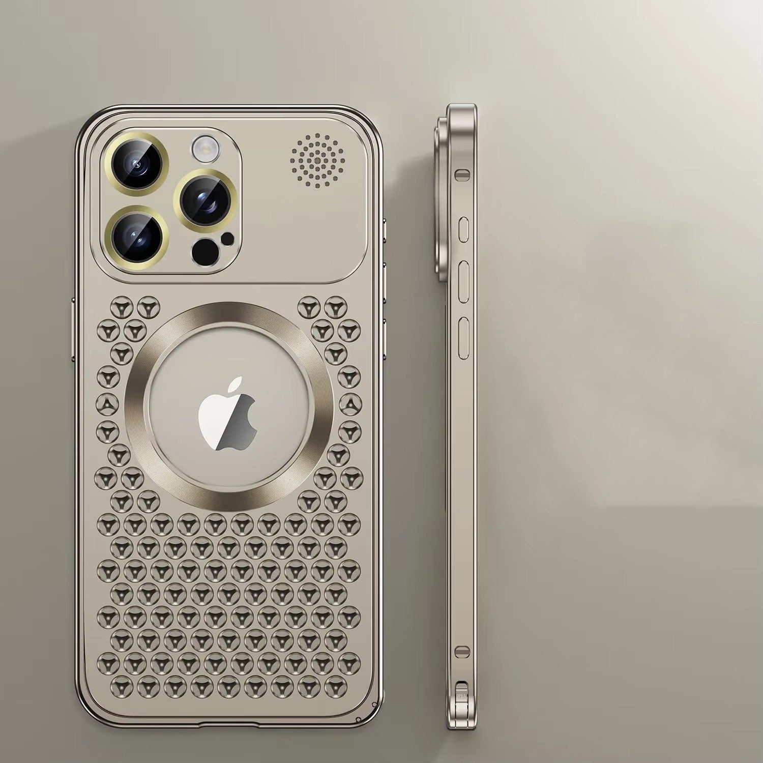 Luxury iPhone Case — Aluminum Alloy MagSafe Heat-Dissipation Cover with Removable Aromatherapy, Lens Film Protection, Anti-Fingerprint Waterproof Shockproof Design