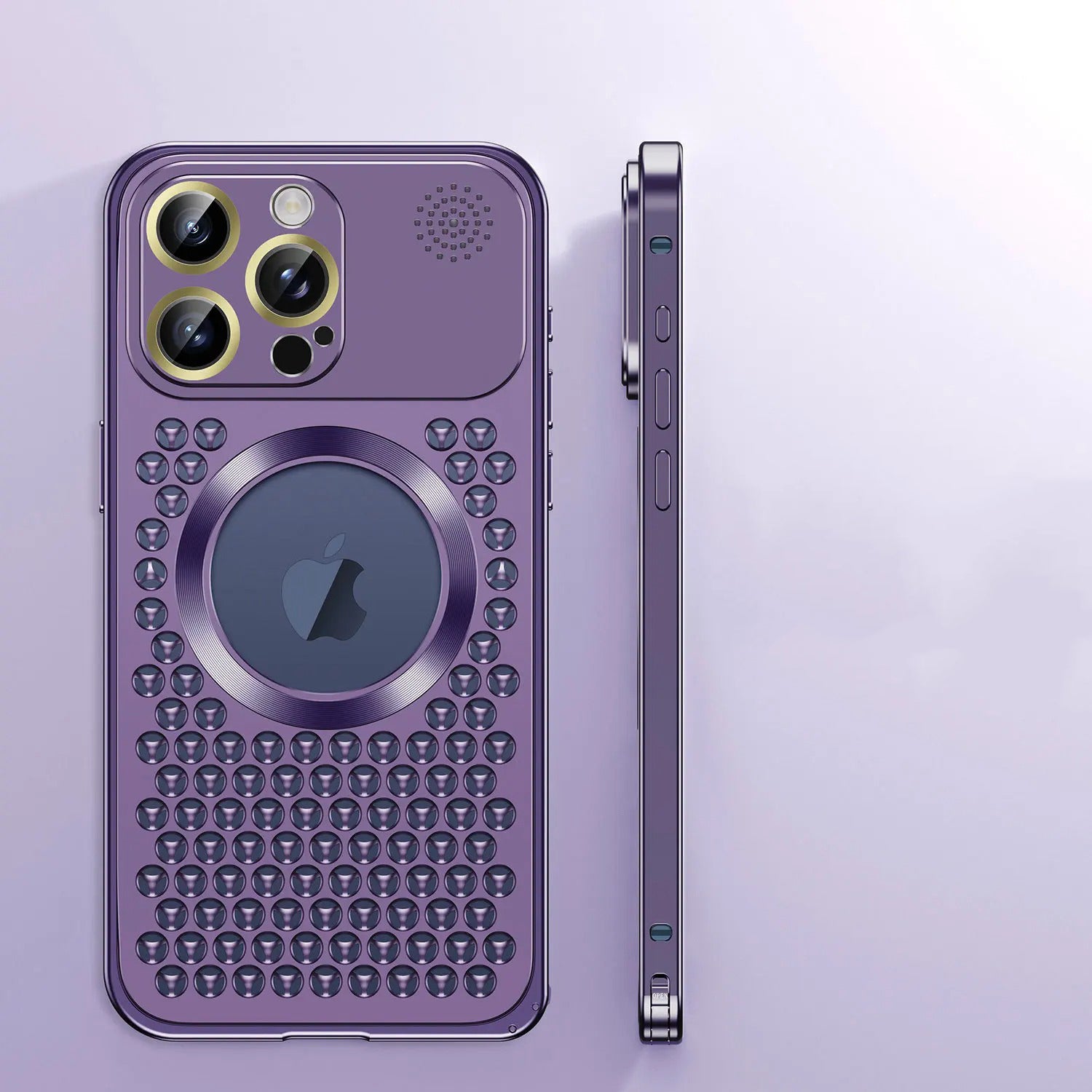 Luxury iPhone Case — Aluminum Alloy MagSafe Heat-Dissipation Cover with Removable Aromatherapy, Lens Film Protection, Anti-Fingerprint Waterproof Shockproof Design