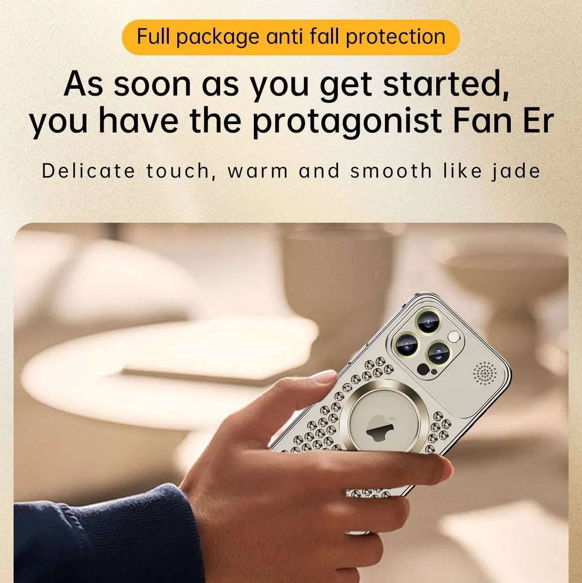 Luxury iPhone Case — Aluminum Alloy MagSafe Heat-Dissipation Cover with Removable Aromatherapy, Lens Film Protection, Anti-Fingerprint Waterproof Shockproof Design