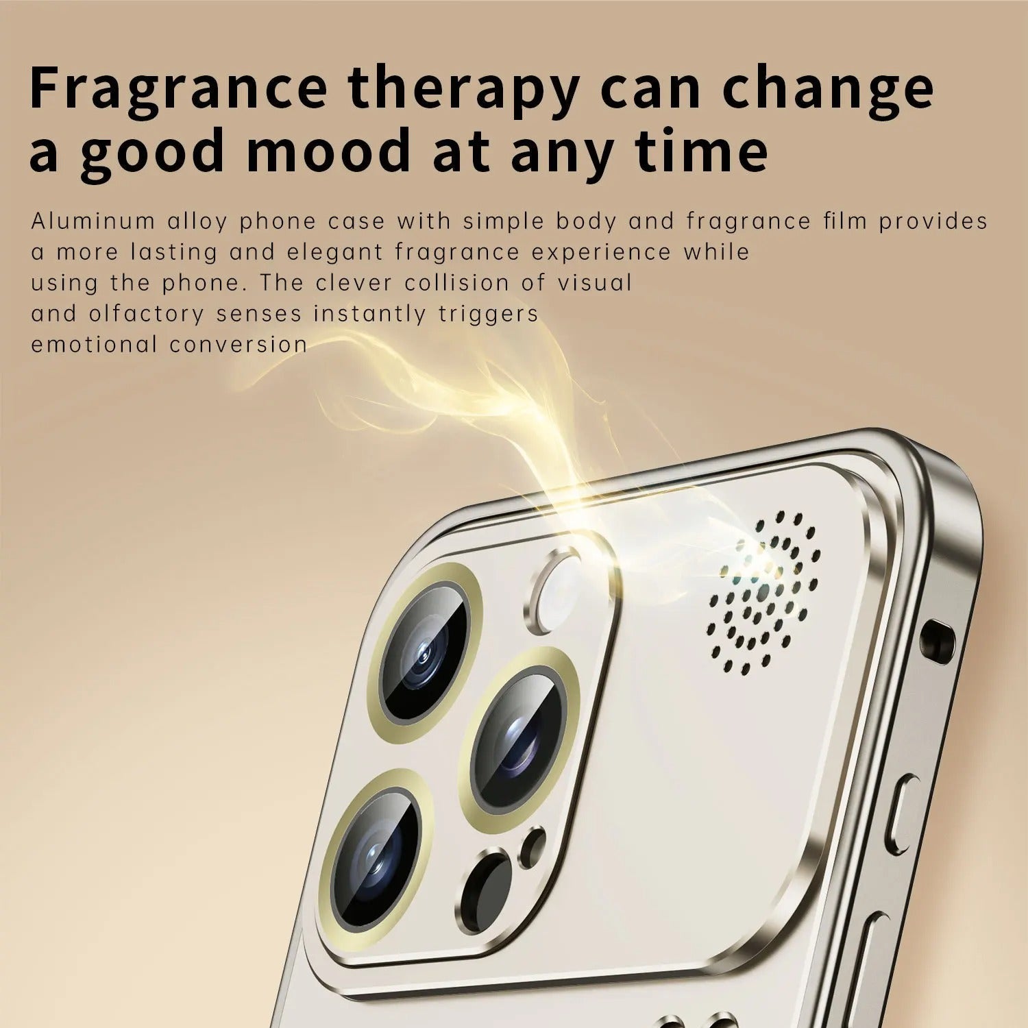 Luxury iPhone Case — Aluminum Alloy MagSafe Heat-Dissipation Cover with Removable Aromatherapy, Lens Film Protection, Anti-Fingerprint Waterproof Shockproof Design