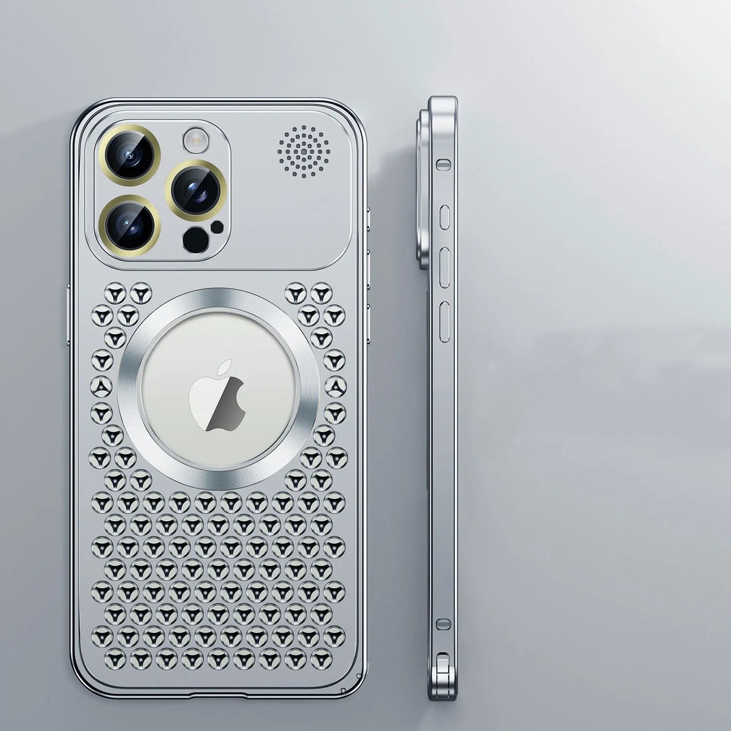 Luxury iPhone Case — Aluminum Alloy MagSafe Heat-Dissipation Cover with Removable Aromatherapy, Lens Film Protection, Anti-Fingerprint Waterproof Shockproof Design