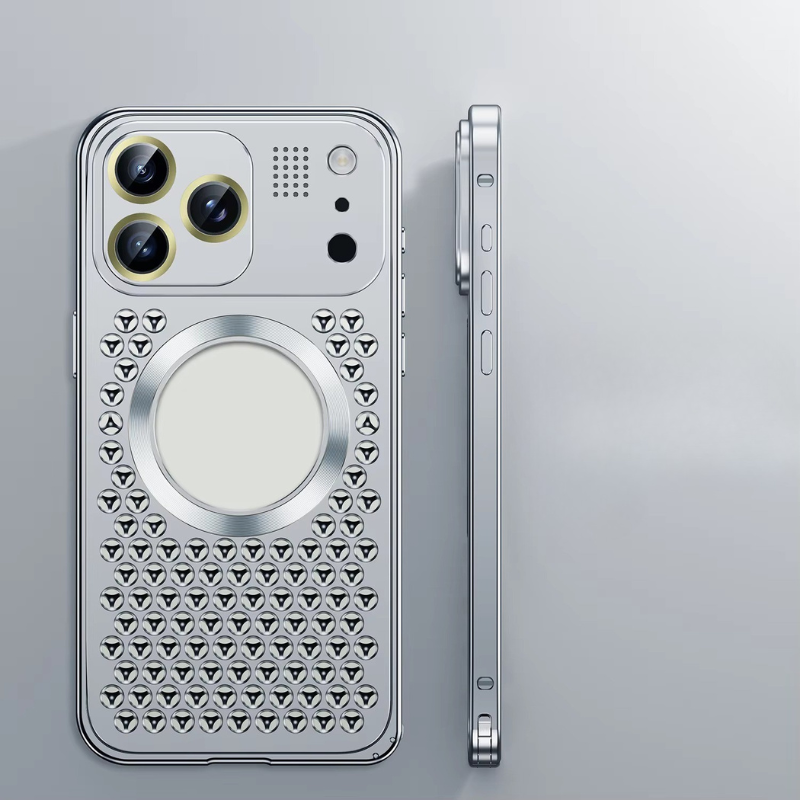 Luxury iPhone Case — Aluminum Alloy Magnetic Cover with Heat-Dissipation Metal Frame, Anti-Fall Protection and Camera Lens Guard