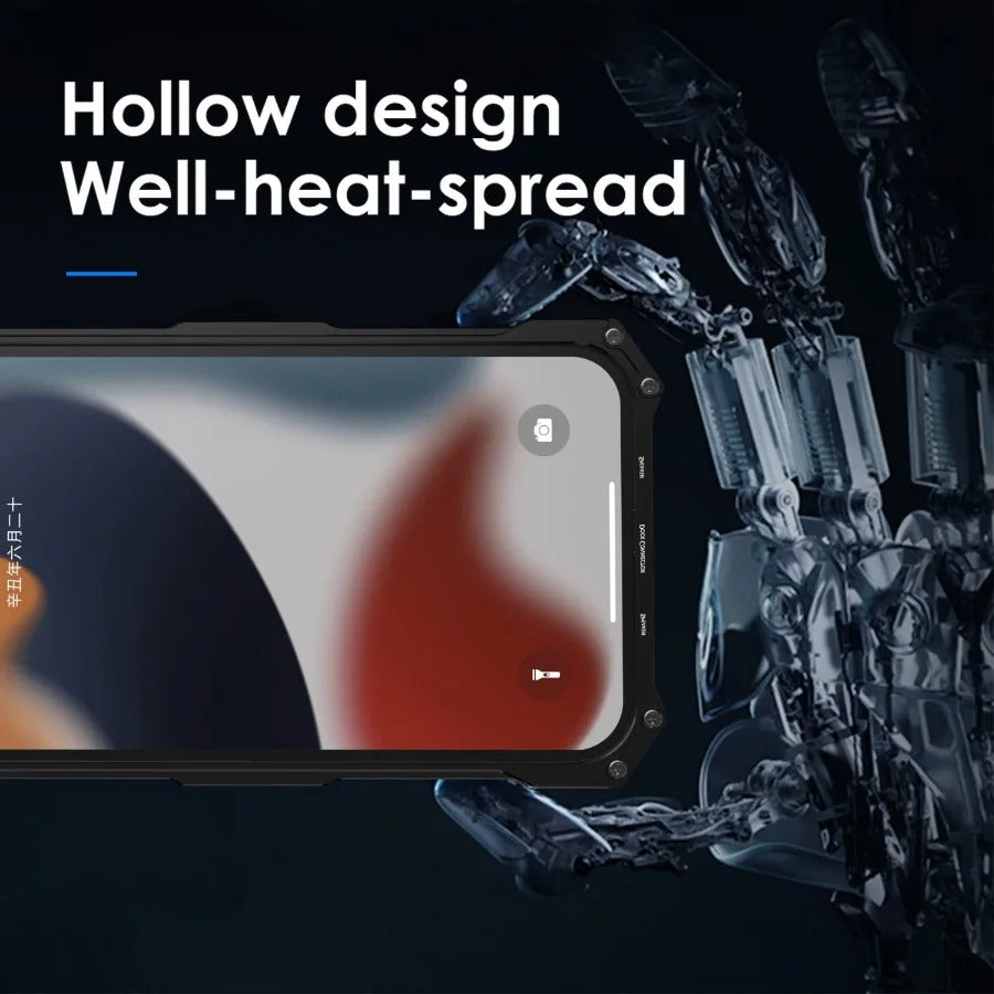 Luxury iPhone Case — Aluminum Alloy Metal Armor Cover with Cooling Design, Military-Grade Shockproof Protection, Heavy-Duty Anti-Scratch Matte Finish & Non-Slip Grip