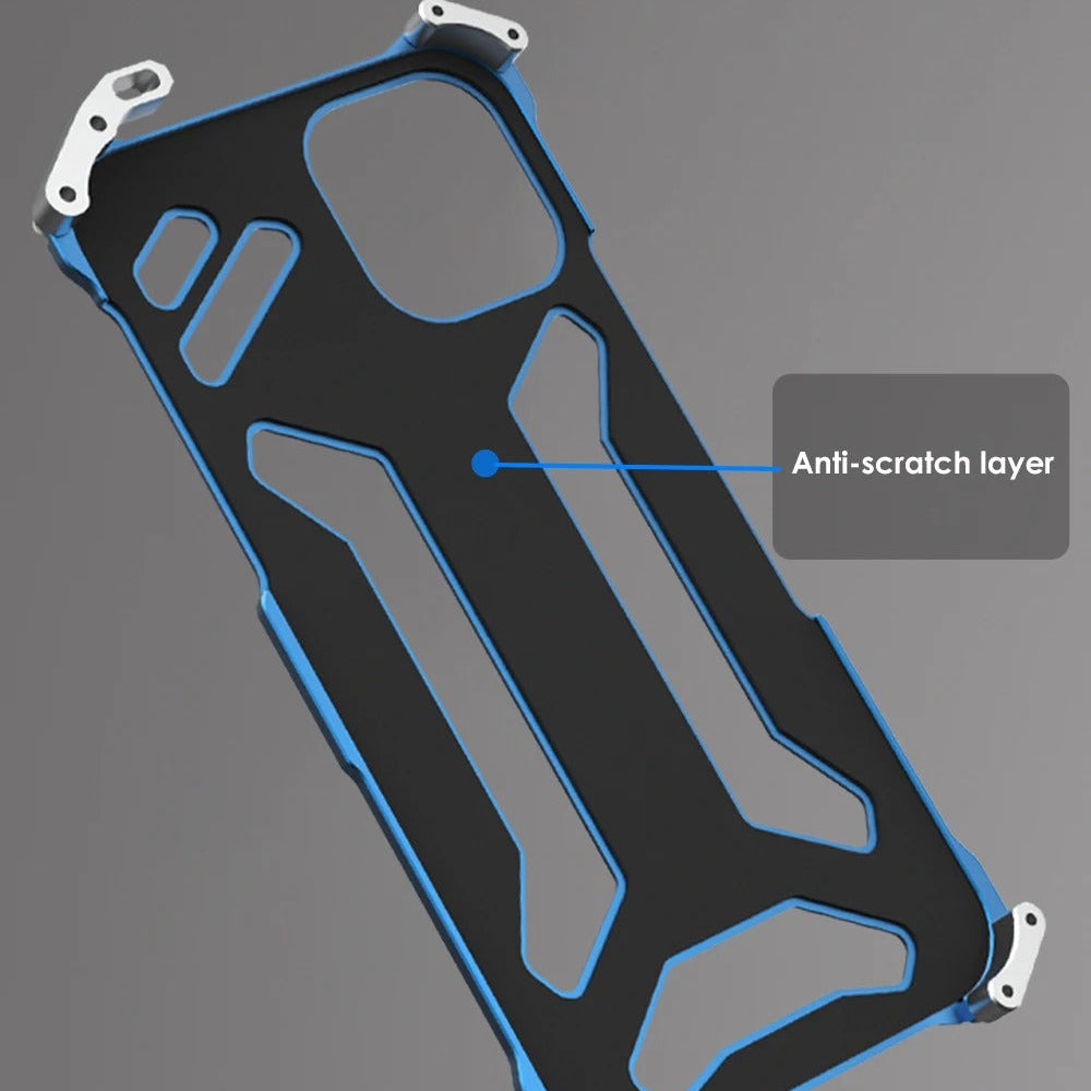 Luxury iPhone Case — Aluminum Alloy Metal Armor Cover with Cooling Design, Military-Grade Shockproof Protection, Heavy-Duty Anti-Scratch Matte Finish & Non-Slip Grip