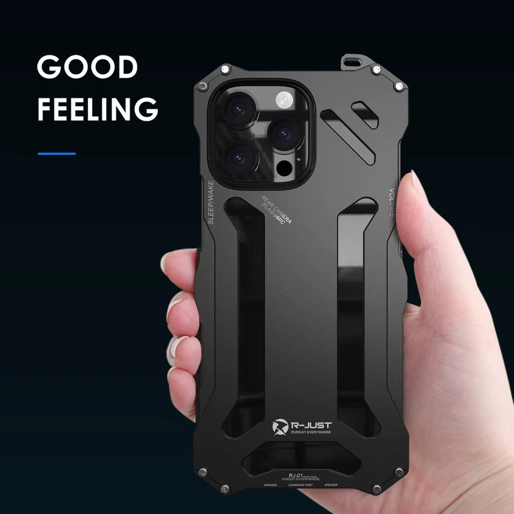 Luxury iPhone Case — Aluminum Alloy Metal Armor Cover with Cooling Design, Military-Grade Shockproof Protection, Heavy-Duty Anti-Scratch Matte Finish & Non-Slip Grip