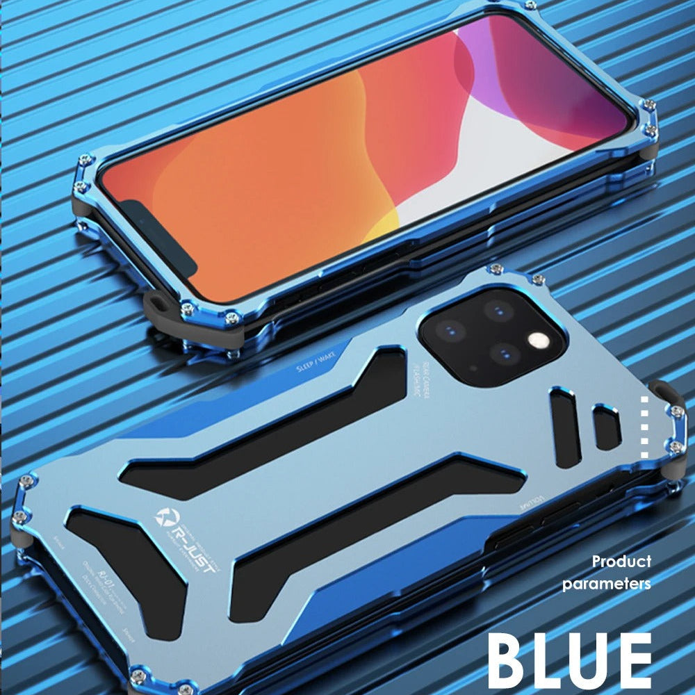 Luxury iPhone Case — Aluminum Alloy Metal Armor Cover with Cooling Design, Military-Grade Shockproof Protection, Heavy-Duty Anti-Scratch Matte Finish & Non-Slip Grip
