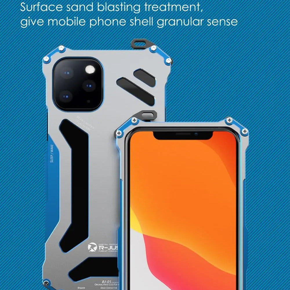 Luxury iPhone Case — Aluminum Alloy Metal Armor Cover with Cooling Design, Military-Grade Shockproof Protection, Heavy-Duty Anti-Scratch Matte Finish & Non-Slip Grip