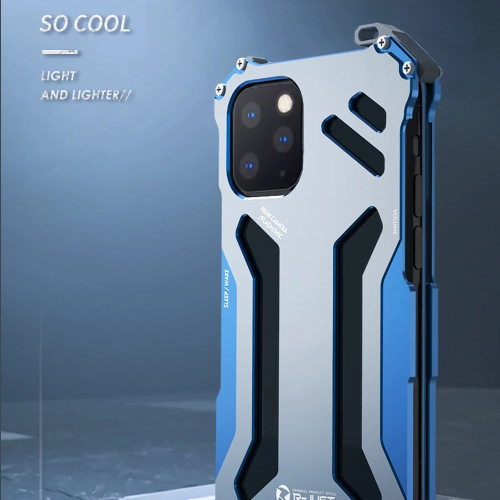 Luxury iPhone Case — Aluminum Alloy Metal Armor Cover with Cooling Design, Military-Grade Shockproof Protection, Heavy-Duty Anti-Scratch Matte Finish & Non-Slip Grip