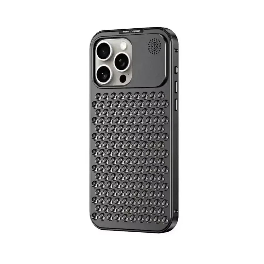 Luxury iPhone Case — Aluminum Aromatherapy Heat-Dissipation Cover with Auto-Popup Fragrance, Shockproof Metal Frame and Anti-Fingerprint Lightweight Design
