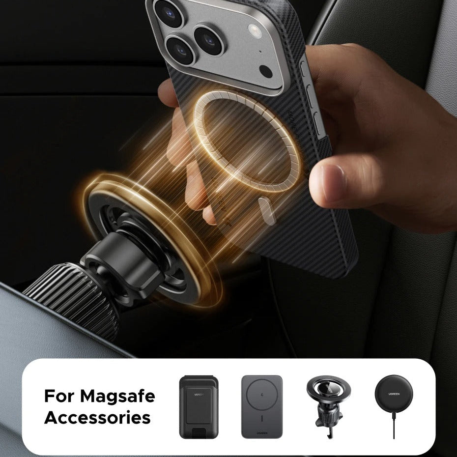 Luxury iPhone Case — Aramid Fiber Slim Hard Cover with Military-Grade Protection, Matte Black Finish, Shockproof and Durable Design