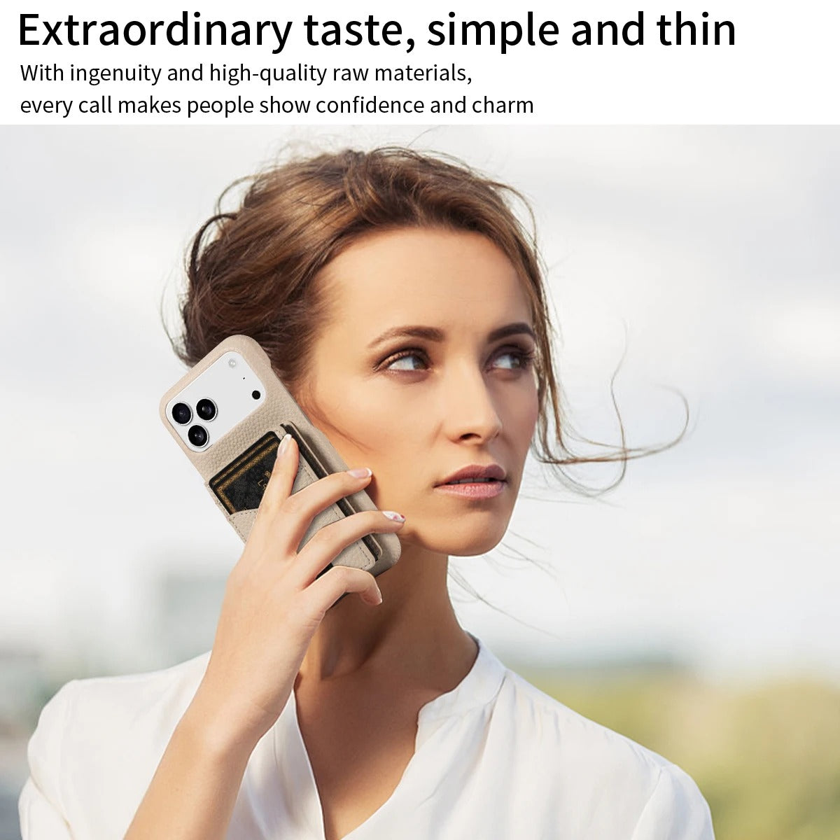 Luxury iPhone Case — Automatic Card Ejection PU Leather Cover, Shockproof Protection, Multi-Function Wallet Design