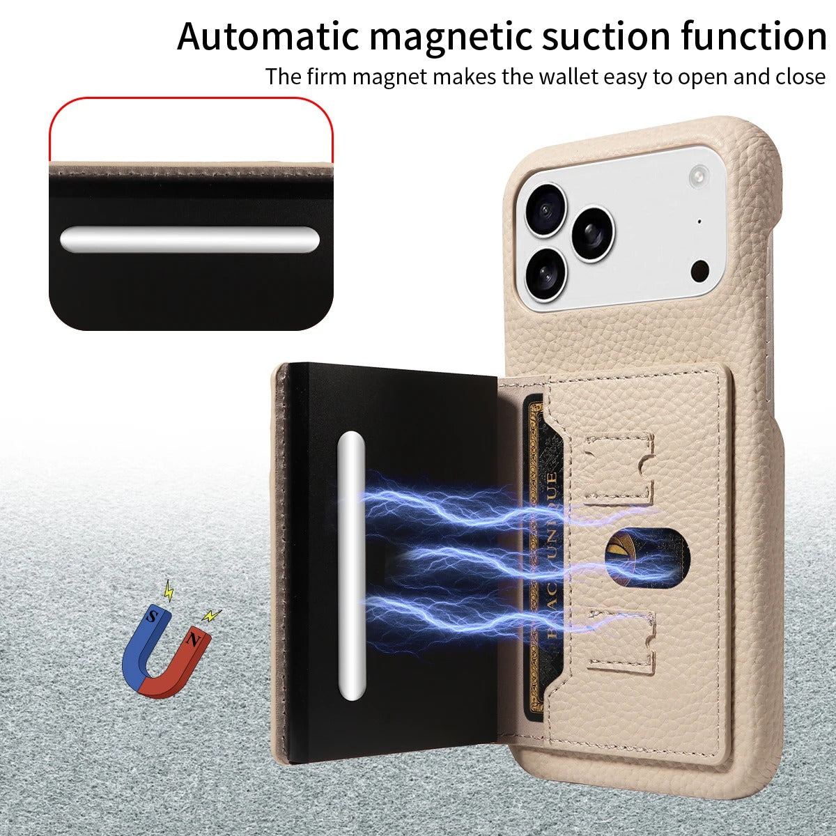 Luxury iPhone Case — Automatic Card Ejection PU Leather Cover, Shockproof Protection, Multi-Function Wallet Design
