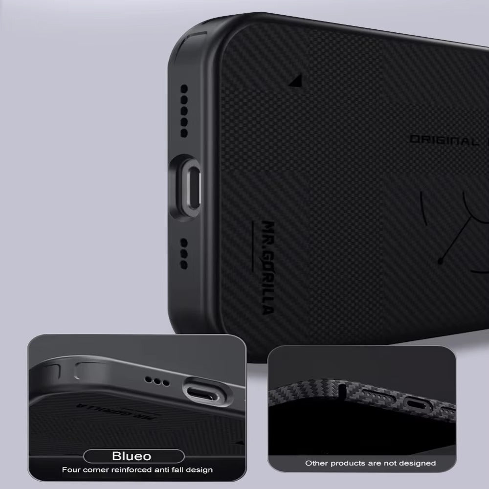 Luxury iPhone Case — Blueo 600D Kevlar Magnetic Armor Cover with Anti-Fingerprint Non-Slip Design and Full-Protection Shockproof Build