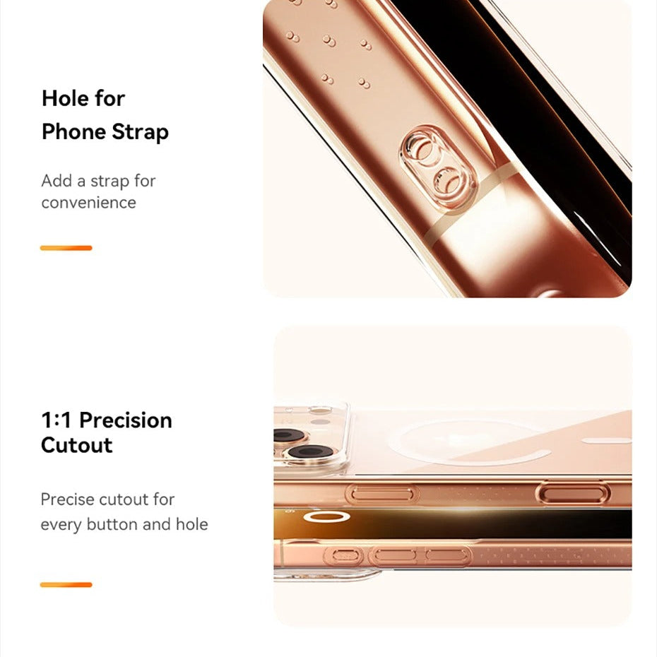 Luxury iPhone Case — Clear MagSafe Magnetic Cover with Ultra-Thin Anti-Yellowing PC Design, Strong N54 Magnets and Shockproof Grip Protection