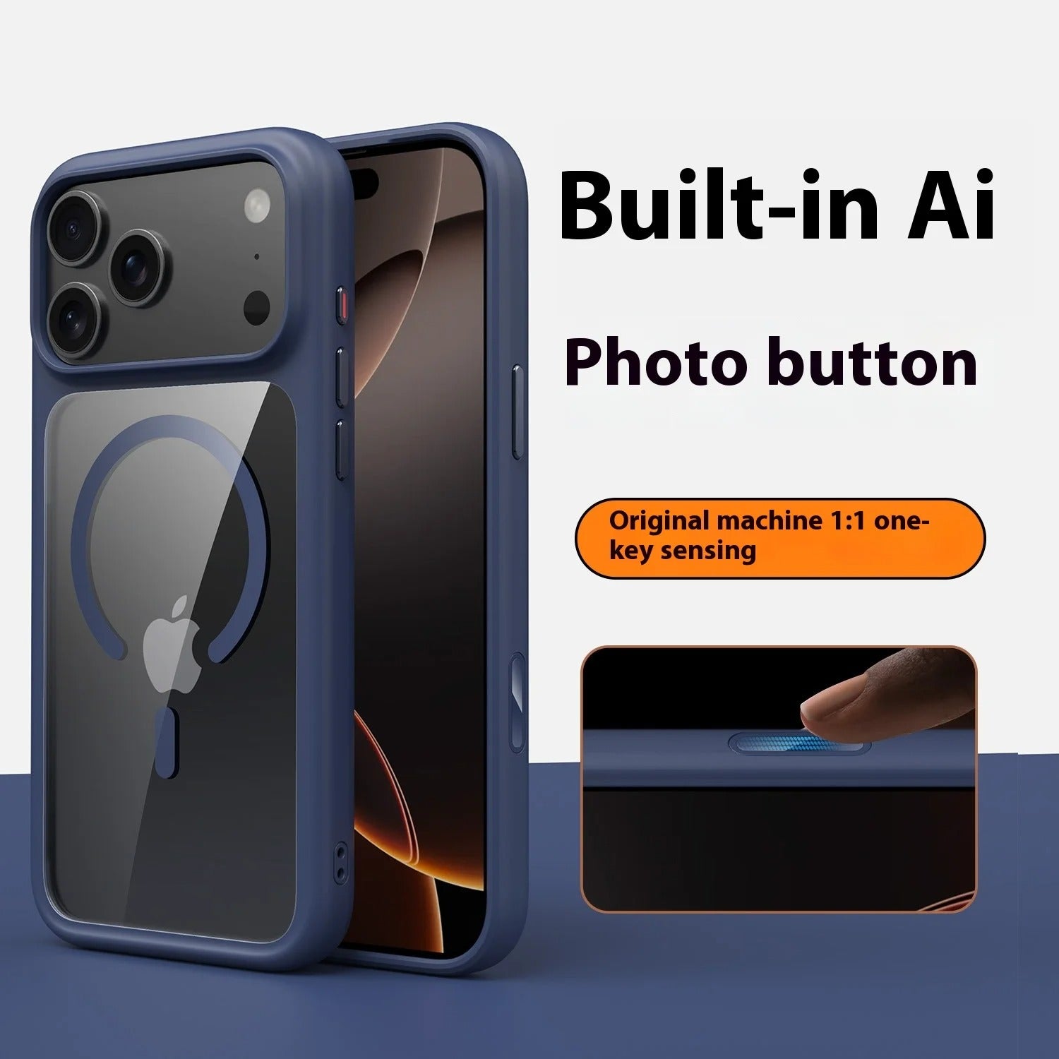Luxury iPhone Case — Creative AI Intelligent Camera Button Clear Armor Magnetic Protective Cover for Full Protection