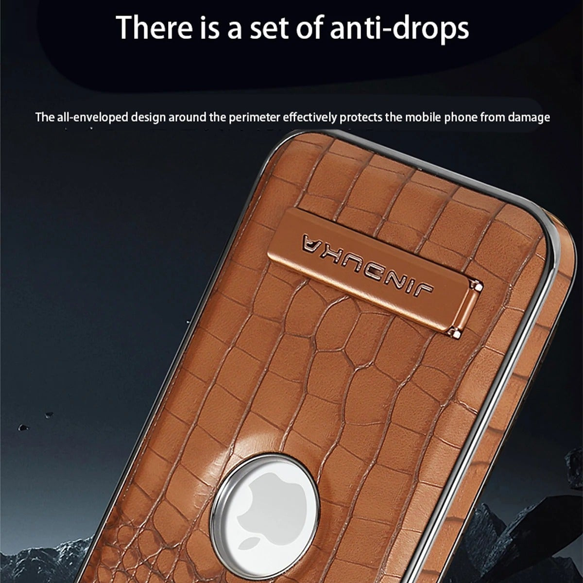Luxury iPhone Case — Crocodile Genuine Leather MagSafe Cover with Magnetic Kickstand, Shockproof Half-Wrapped Design, Wireless-Charging Safe and Anti-Fingerprint Finish