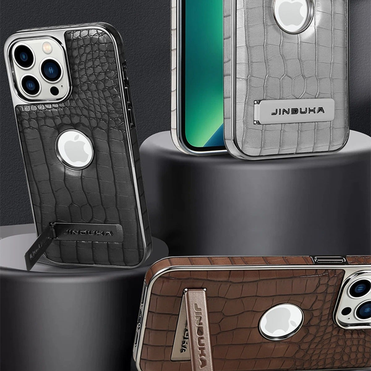 Luxury iPhone Case — Crocodile Genuine Leather MagSafe Cover with Magnetic Kickstand, Shockproof Half-Wrapped Design, Wireless-Charging Safe and Anti-Fingerprint Finish