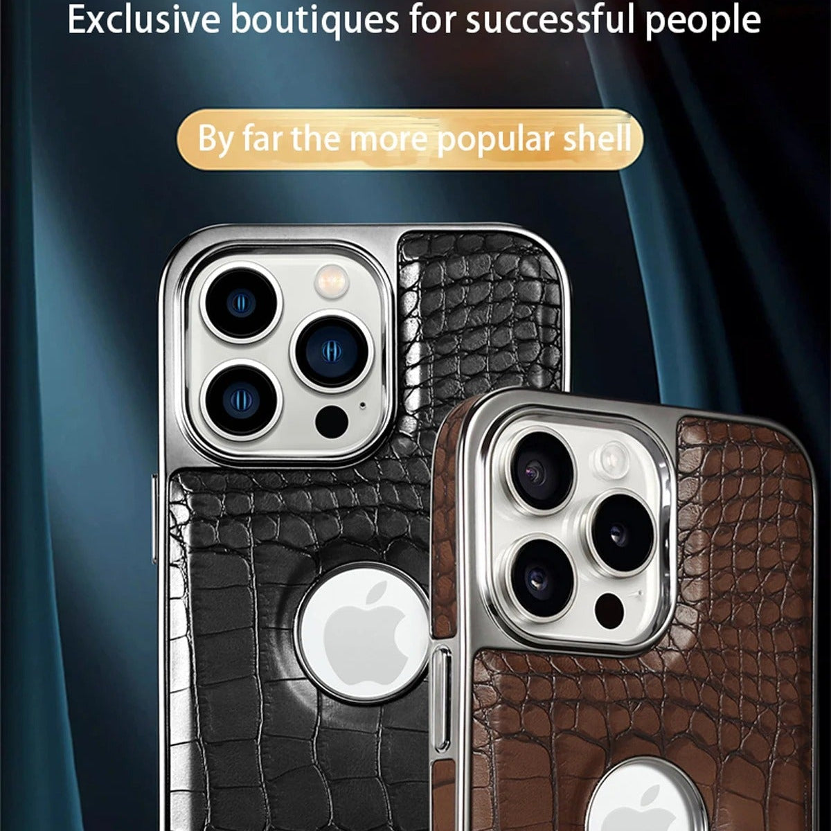 Luxury iPhone Case — Crocodile Genuine Leather MagSafe Cover with Magnetic Kickstand, Shockproof Half-Wrapped Design, Wireless-Charging Safe and Anti-Fingerprint Finish