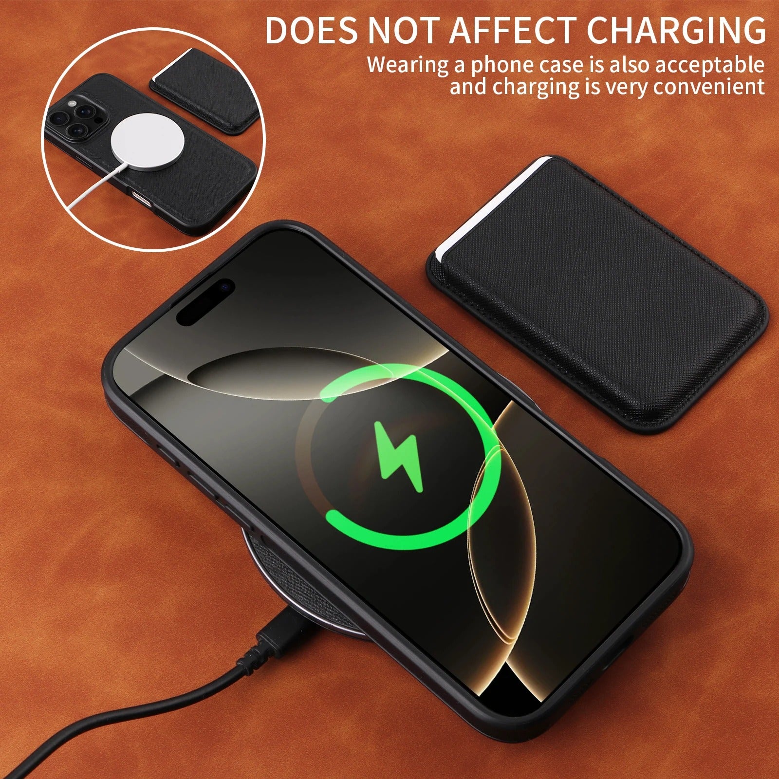 Luxury iPhone Case — Cross-Grain Magnetic MagSafe Cover with Card Holder, Shockproof PC+TPU Protection and Lightweight Non-Slip Design