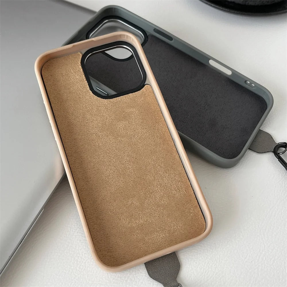 Luxury iPhone Case — Crossbody Leather Magnetic Cover with Wrist Strap Rope Holder, Shockproof Bracket Design and Anti-Fingerprint Protection
