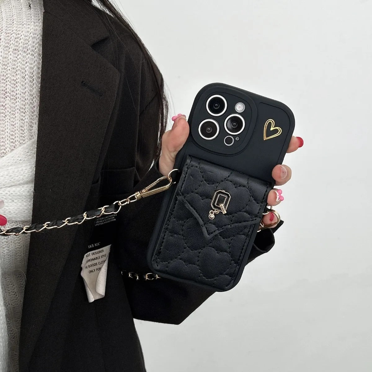 Luxury iPhone Case — Crossbody Leather Wallet Cover with Card Slot Holder, Protective Design and Adjustable Lanyard Strap