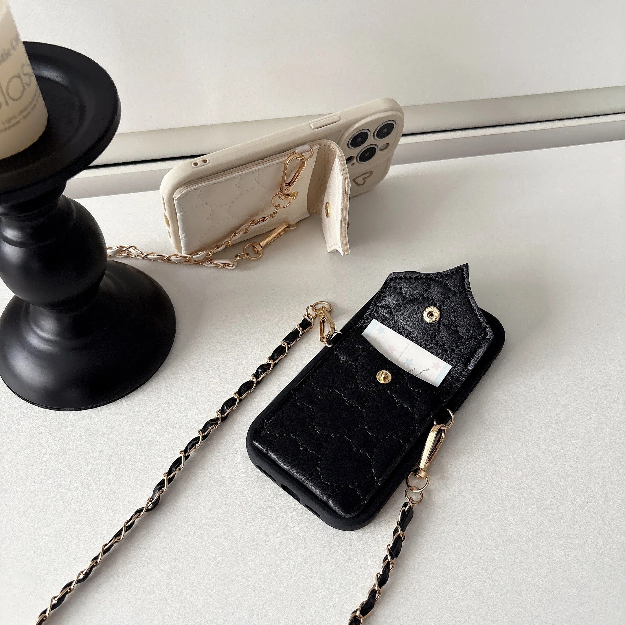 Luxury iPhone Case — Crossbody Leather Wallet Cover with Card Slot Holder, Protective Design and Adjustable Lanyard Strap