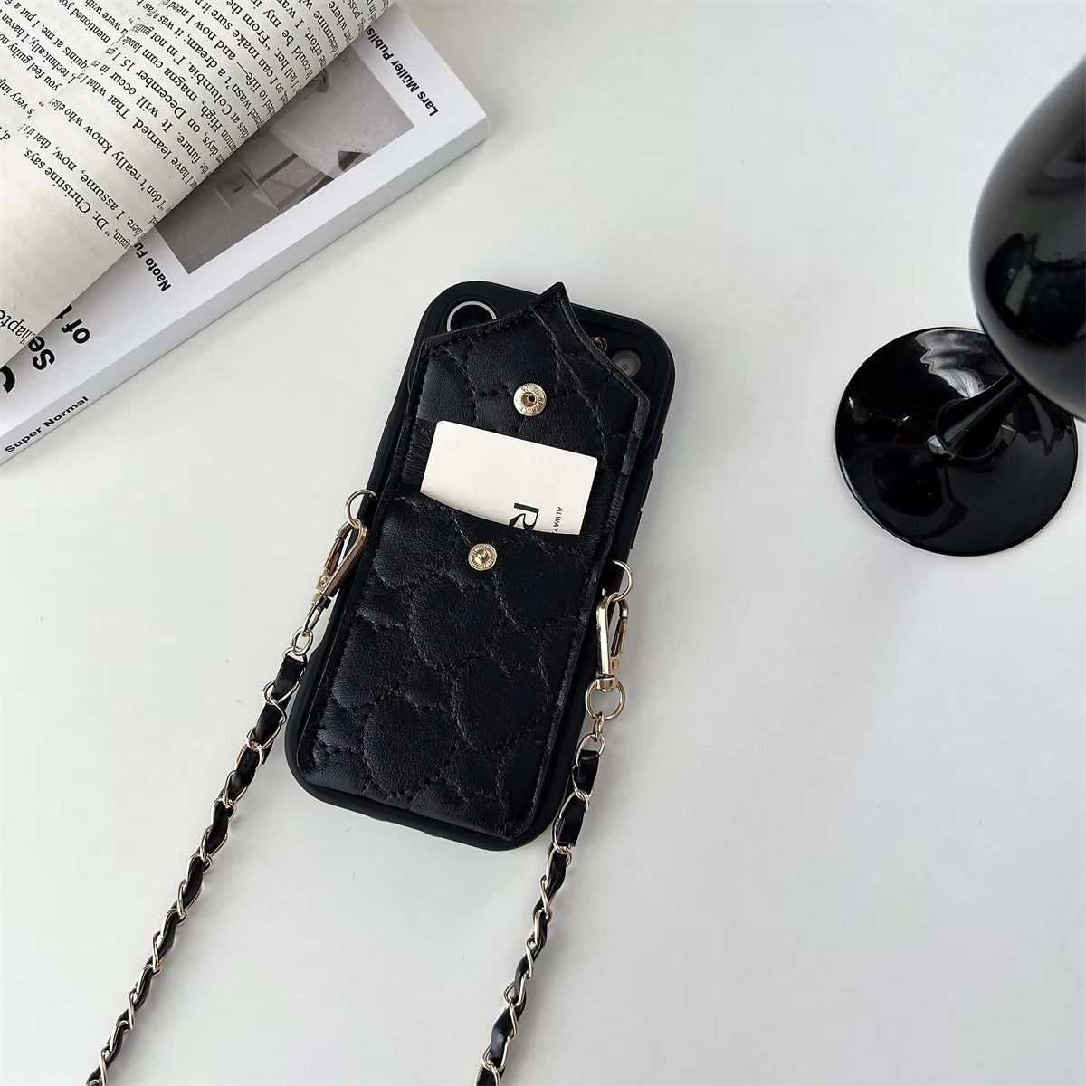 Luxury iPhone Case — Crossbody Leather Wallet Cover with Card Slot Holder, Protective Design and Adjustable Lanyard Strap