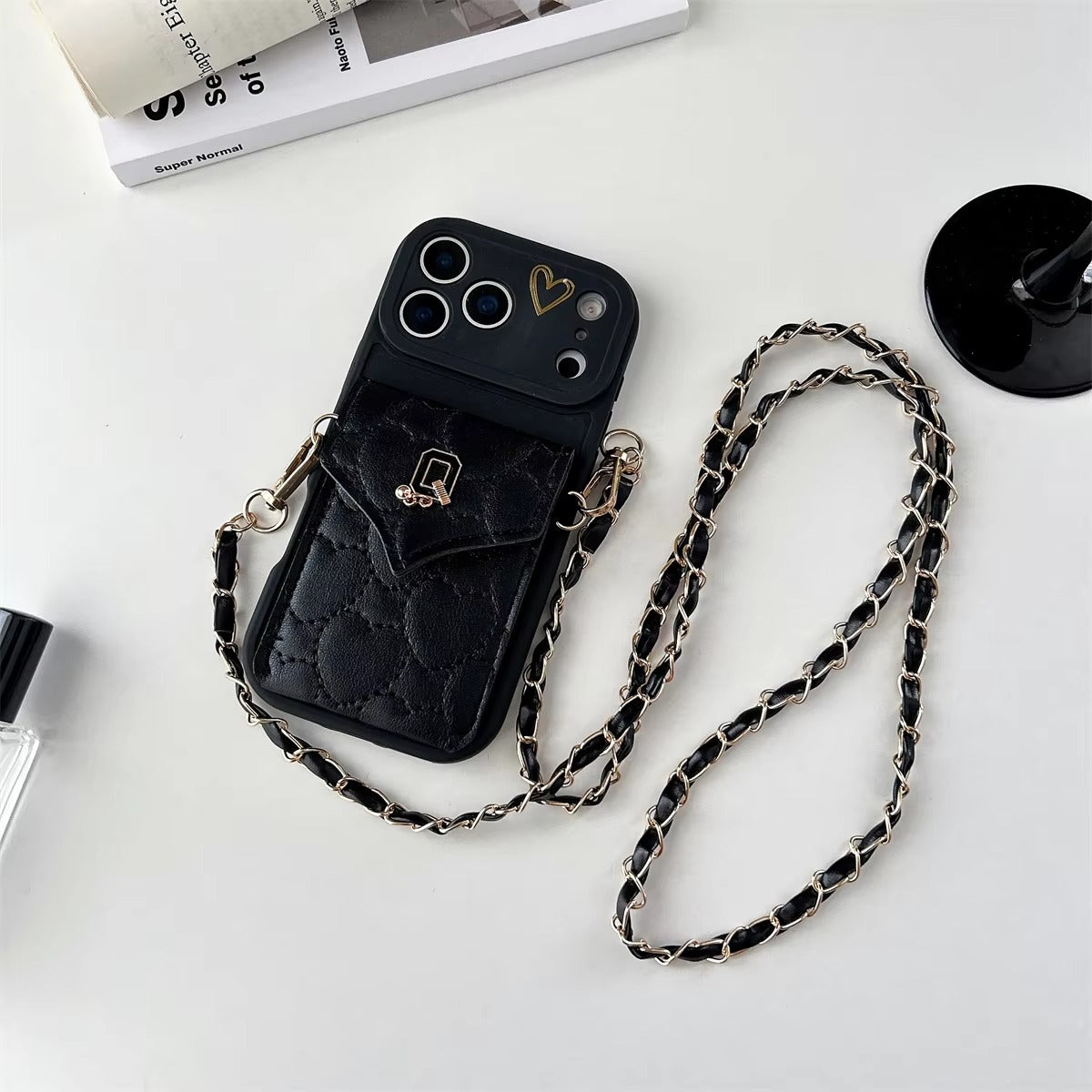 Luxury iPhone Case — Crossbody Leather Wallet Cover with Card Slot Holder, Protective Design and Adjustable Lanyard Strap
