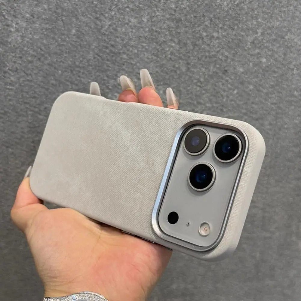 Luxury iPhone Case — Fiber Leather MagSafe Cover with Invisible Magnetic Wireless Charging, Matte Anti-Fingerprint Finish and Slim Shockproof Design