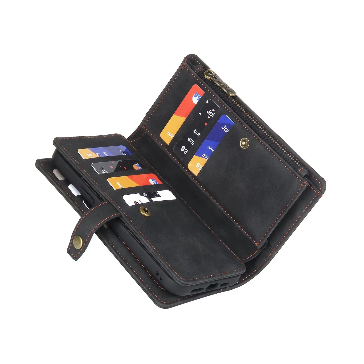 Luxury iPhone Case — Flip Leather Wallet Cover with Magnetic Closure, Dual-Layer Shockproof Protection, Card Slots & Non-Slip Lanyard Design