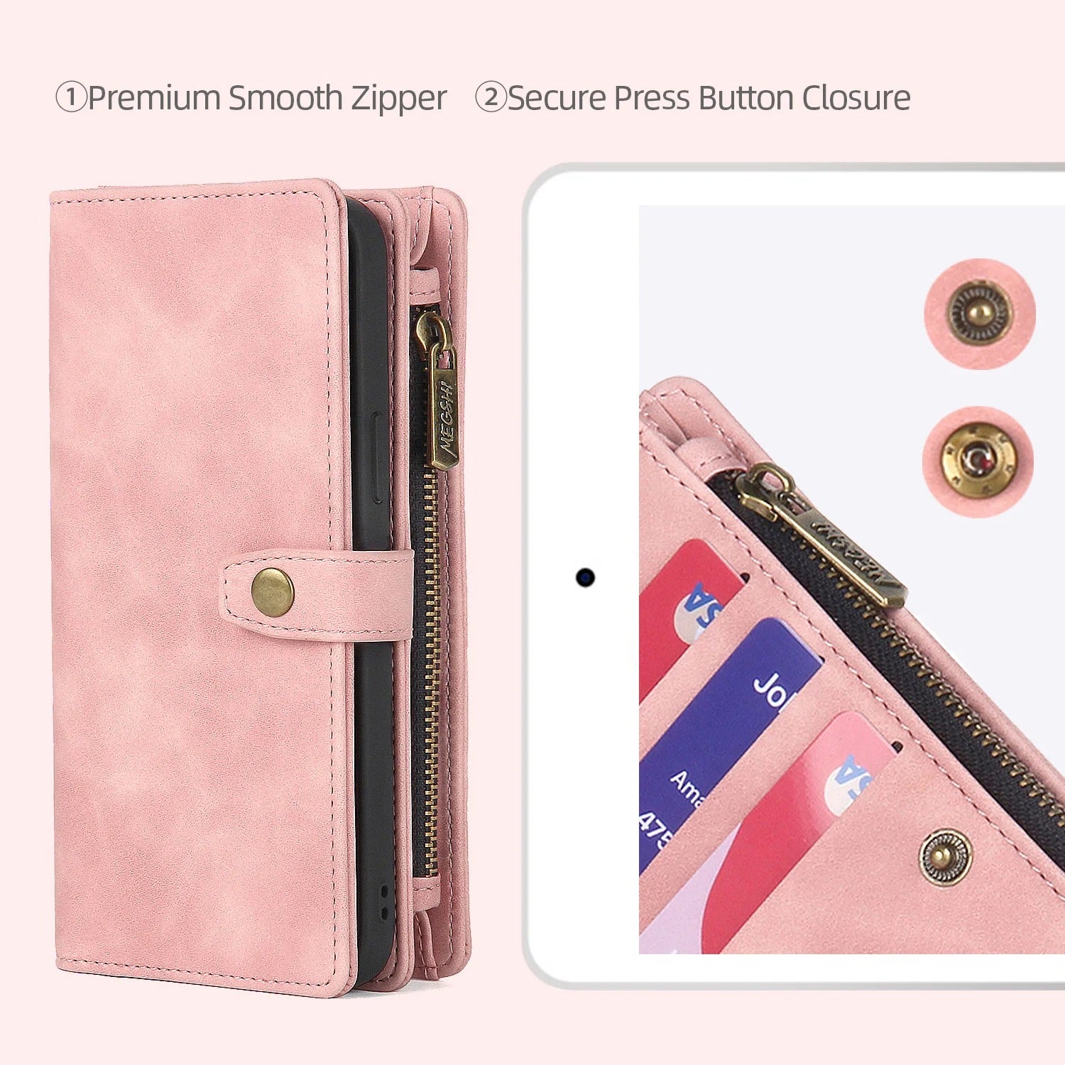 Luxury iPhone Case — Flip Leather Wallet Cover with Magnetic Closure, Dual-Layer Shockproof Protection, Card Slots & Non-Slip Lanyard Design