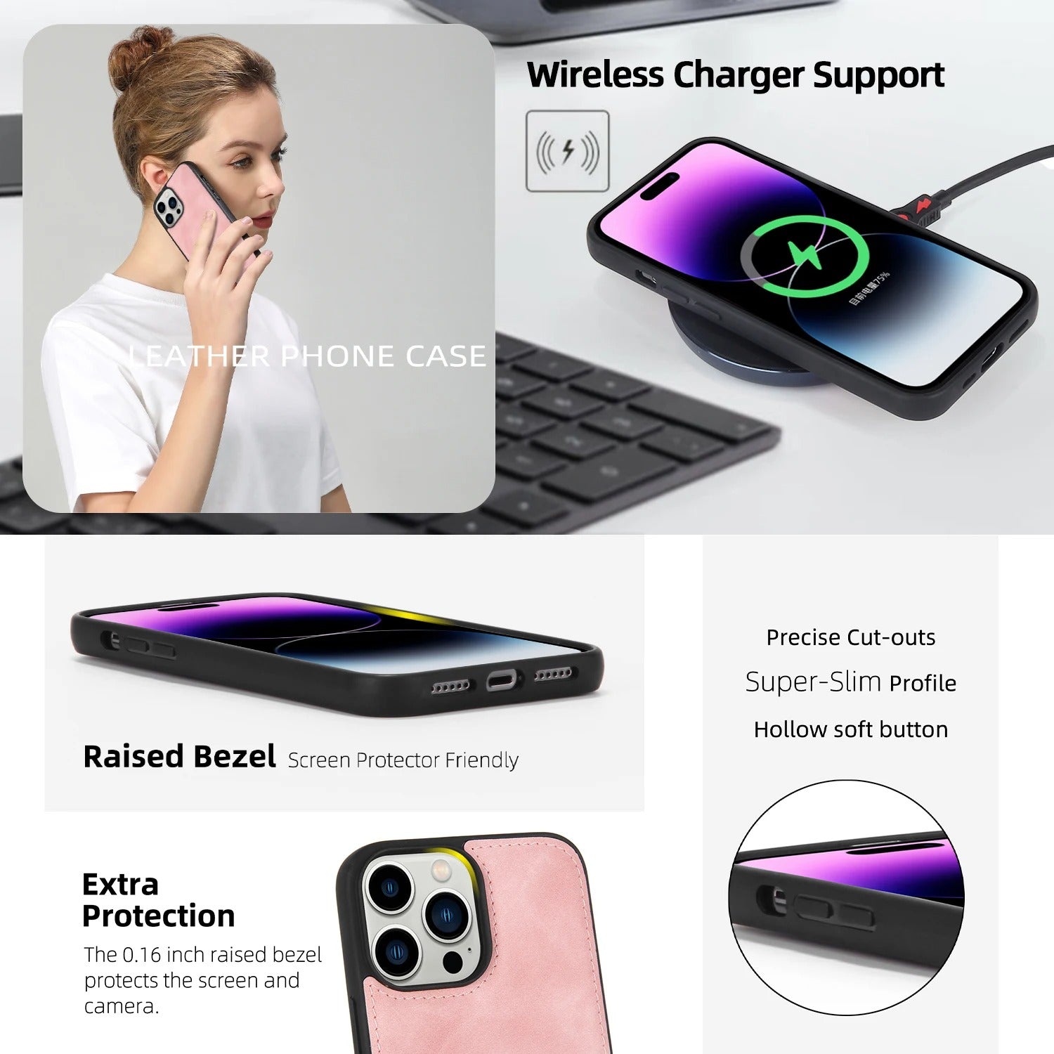 Luxury iPhone Case — Flip Leather Wallet Cover with Magnetic Closure, Dual-Layer Shockproof Protection, Card Slots & Non-Slip Lanyard Design