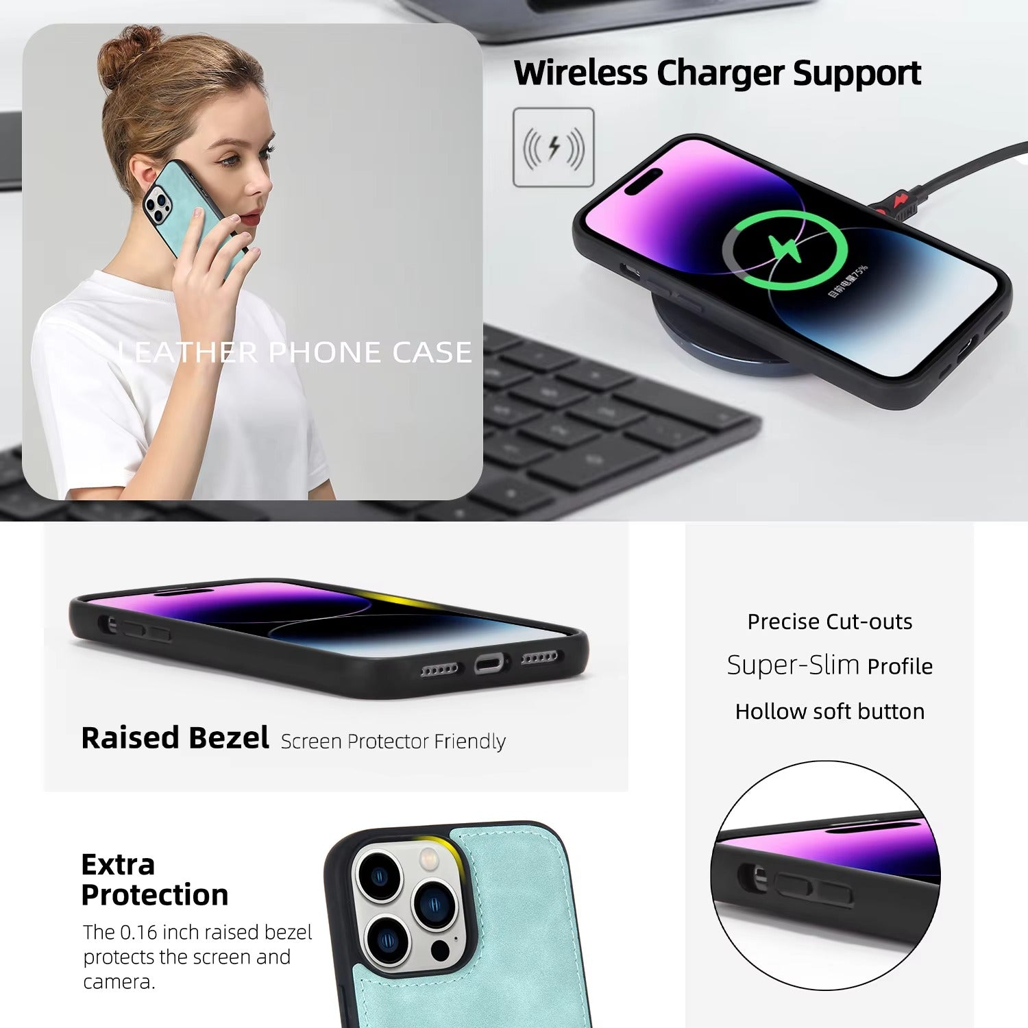 Luxury iPhone Case — Flip Leather Wallet Cover with Magnetic Closure, Dual-Layer Shockproof Protection, Card Slots & Non-Slip Lanyard Design