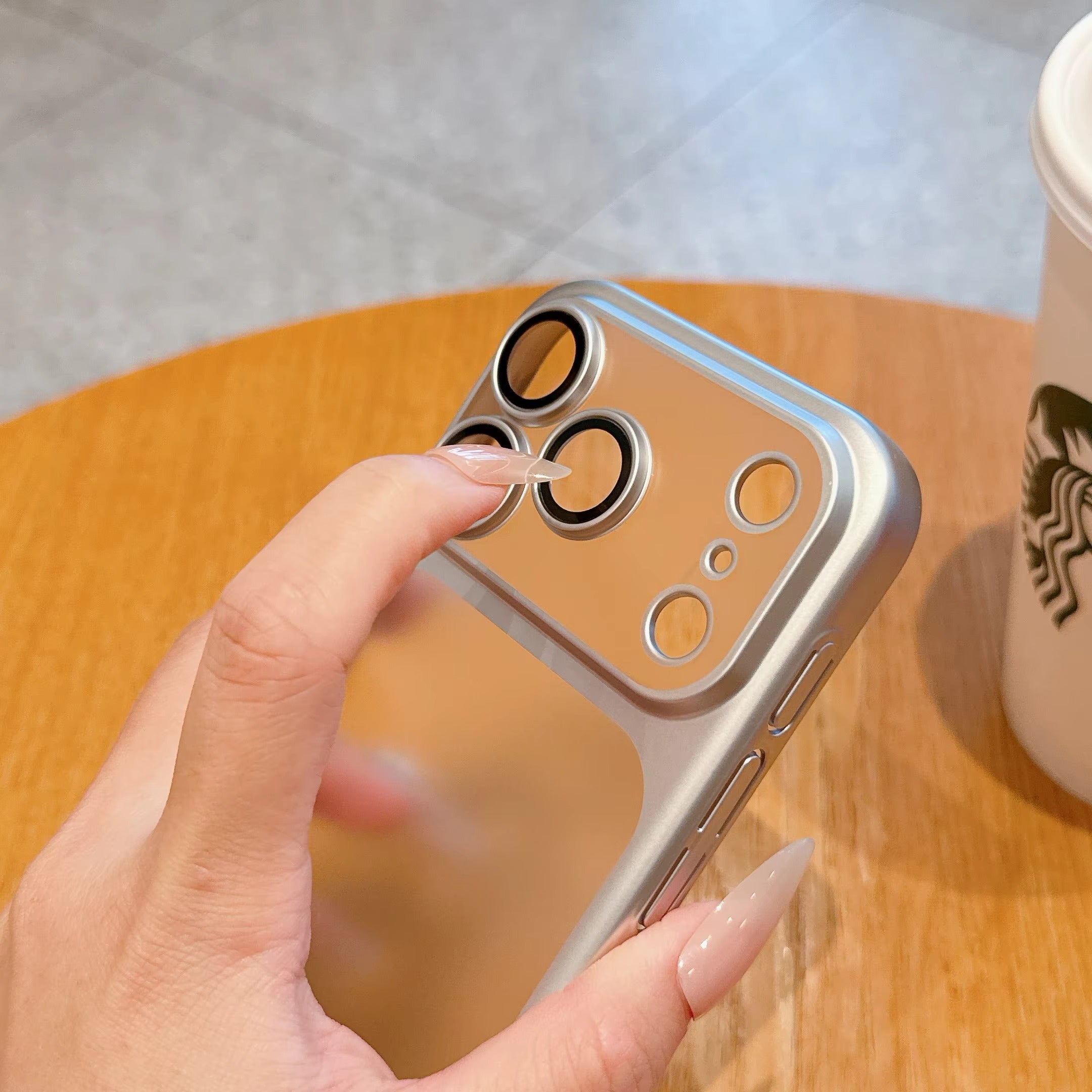 Luxury iPhone Case — Frosted Transparent Matte PC Armor Cover with Full Lens Protection and Plain Frame Design