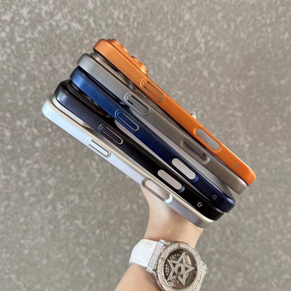 Luxury iPhone Case — Frosted Transparent Matte PC Armor Cover with Full Lens Protection and Plain Frame Design