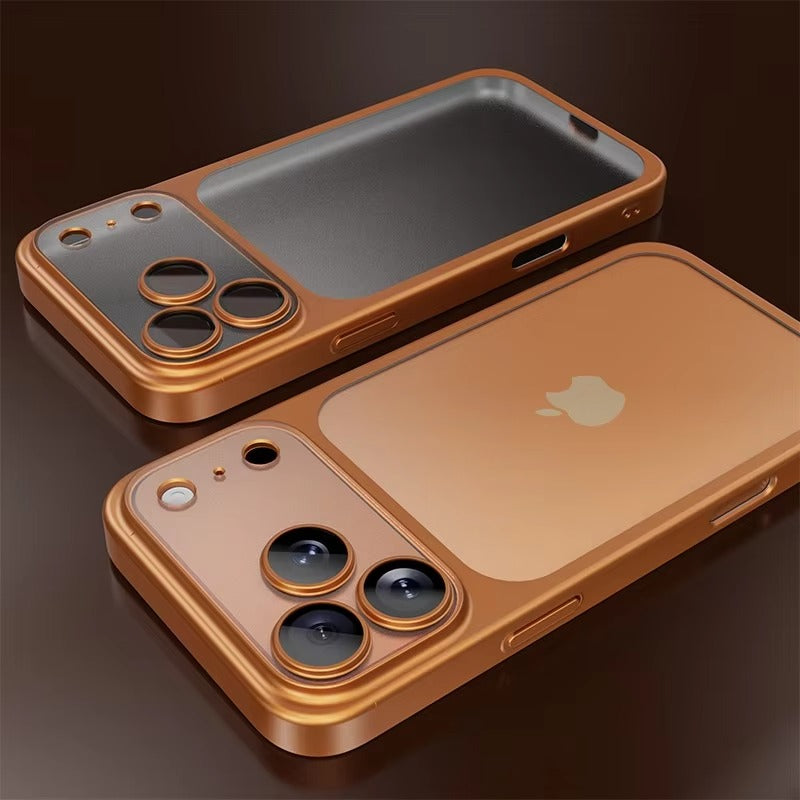 Luxury iPhone Case — Frosted Transparent Matte PC Armor Cover with Full Lens Protection and Plain Frame Design