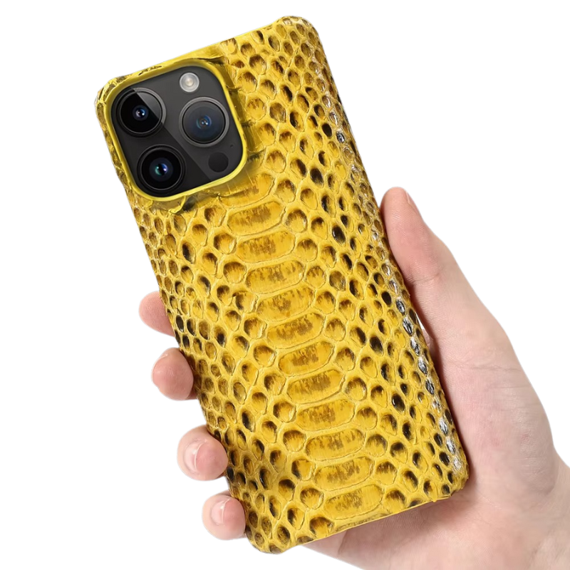 Luxury iPhone Case — Genuine Python Leather Cover with Premium PC Backing, Non-Slip Lightweight Design and Dustproof Anti-Scratch Protection