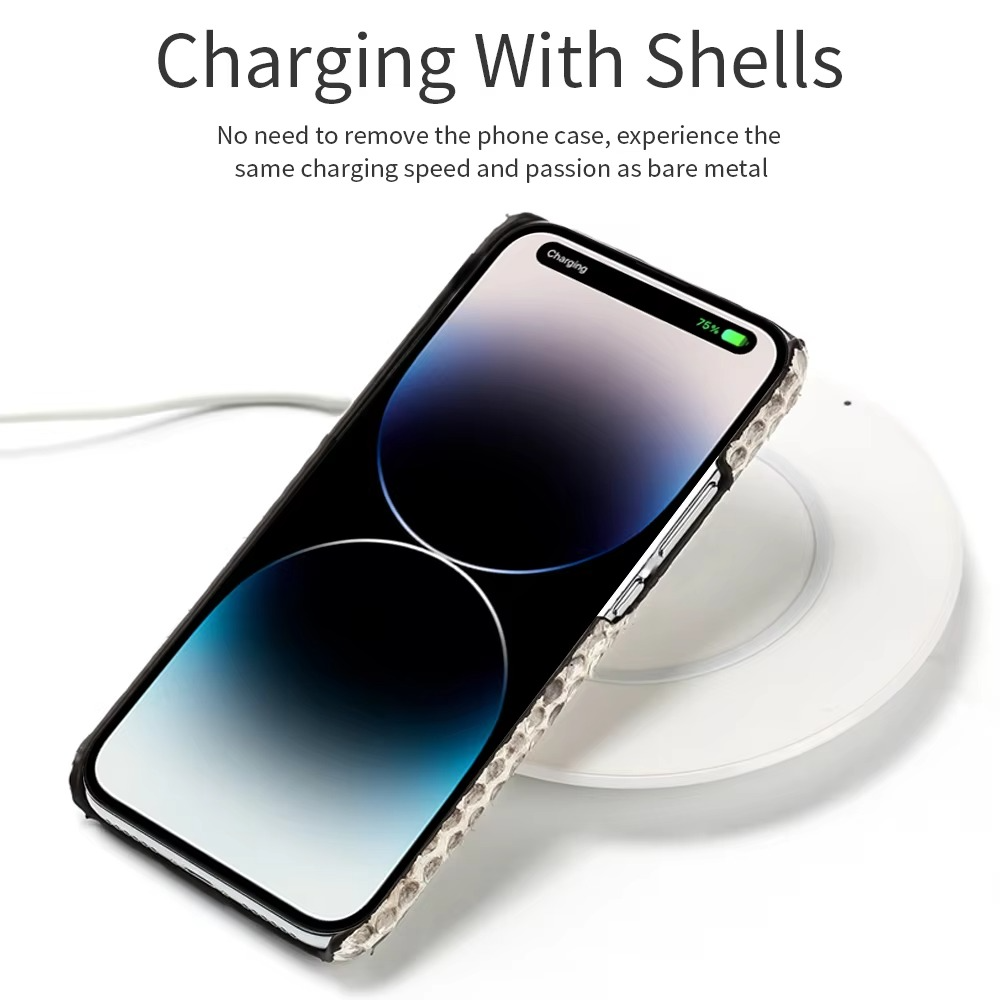 Luxury iPhone Case — Genuine Python Leather Cover with Premium PC Backing, Non-Slip Lightweight Design and Dustproof Anti-Scratch Protection