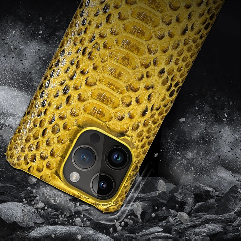 Luxury iPhone Case — Genuine Python Leather Cover with Premium PC Backing, Non-Slip Lightweight Design and Dustproof Anti-Scratch Protection