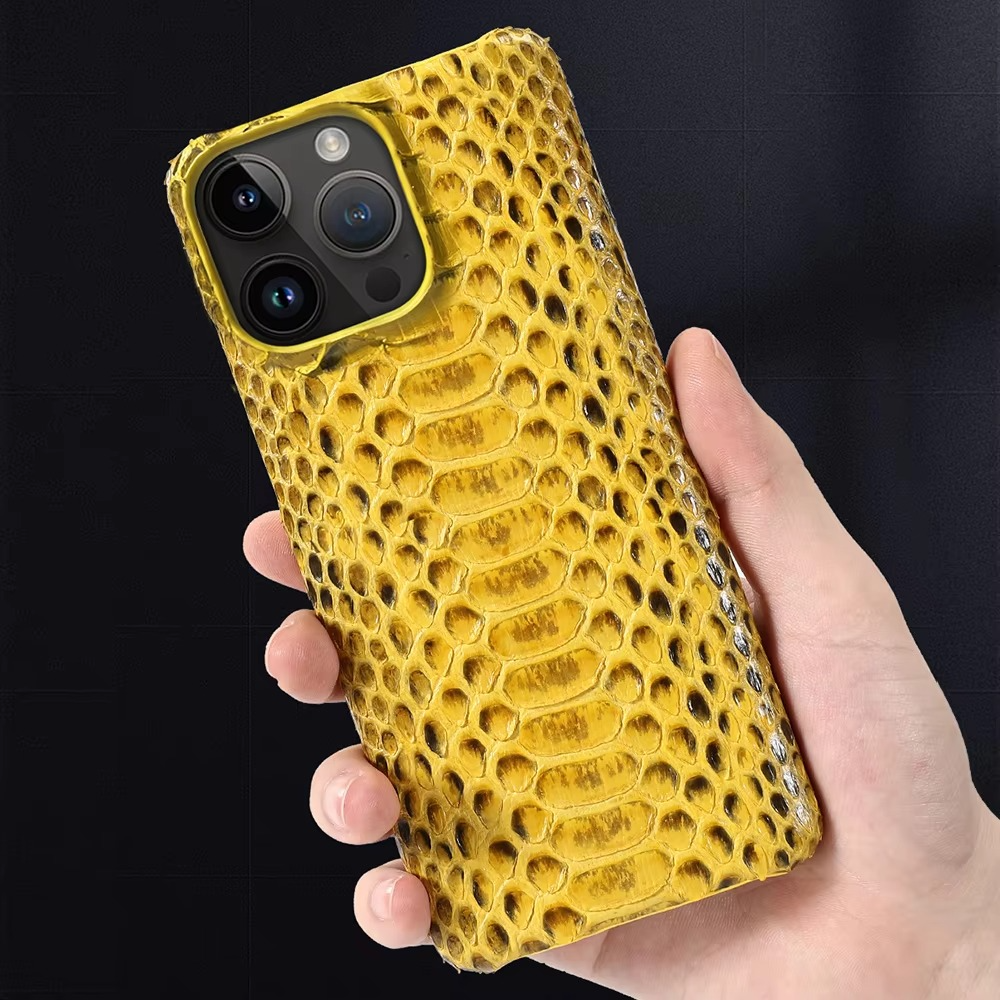 Luxury iPhone Case — Genuine Python Leather Cover with Premium PC Backing, Non-Slip Lightweight Design and Dustproof Anti-Scratch Protection