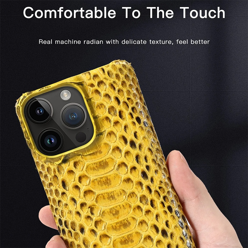 Luxury iPhone Case — Genuine Python Leather Cover with Premium PC Backing, Non-Slip Lightweight Design and Dustproof Anti-Scratch Protection