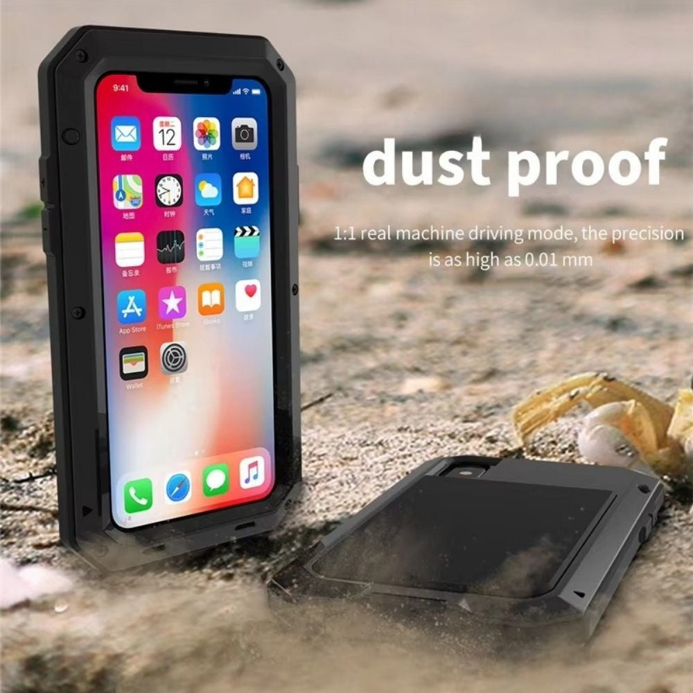Luxury iPhone Case — Heavy-Duty Full-Coverage Aluminum Alloy Armor Protective Cover with Shockproof Waterproof Design