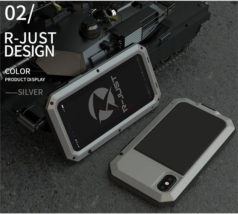 Luxury iPhone Case — Heavy-Duty Full-Coverage Aluminum Alloy Armor Protective Cover with Shockproof Waterproof Design