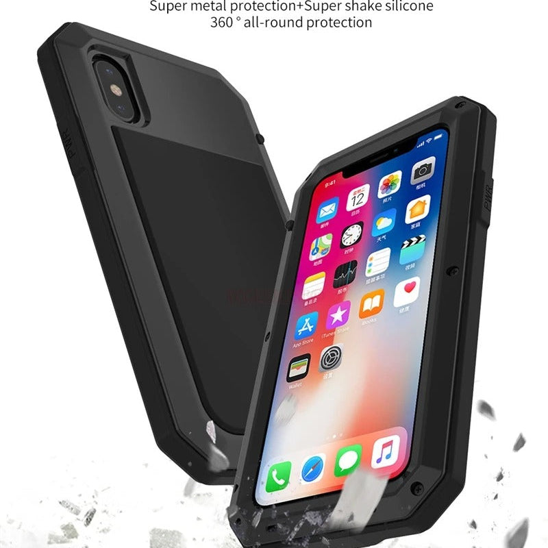 Luxury iPhone Case — Heavy-Duty Full-Coverage Aluminum Alloy Armor Protective Cover with Shockproof Waterproof Design