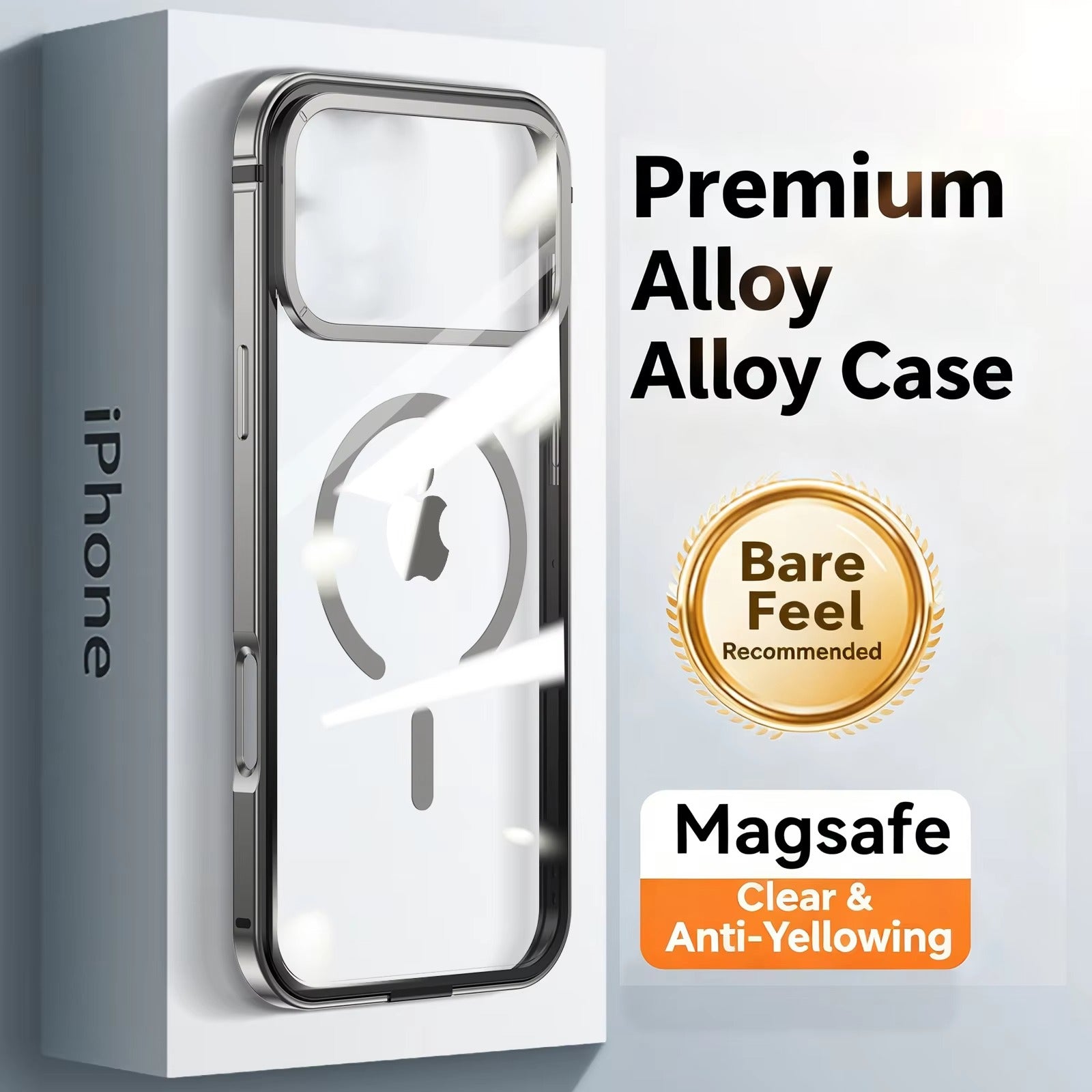 Luxury iPhone Case — High-End Metal Frame MagSafe Cover with HD Acrylic Backplate and Durable Shockproof Protective Design