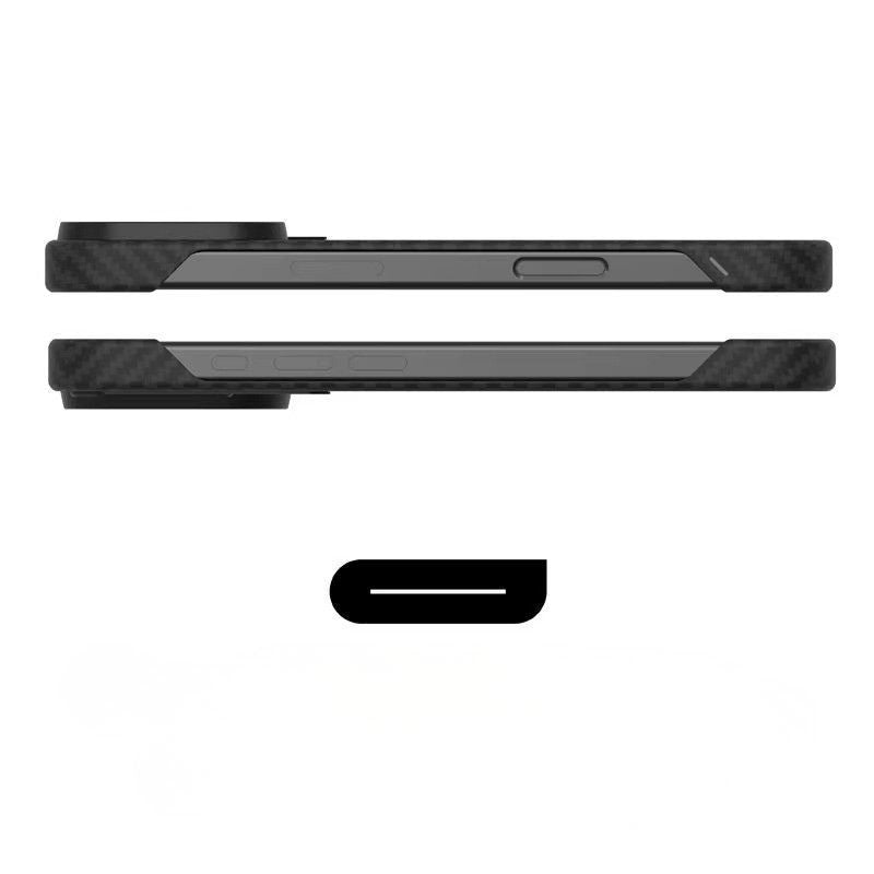Luxury iPhone Case — Kevlar Aramid Fiber Magnetic Cover with Carbon Fiber Texture, Shockproof and Durable Protective Design