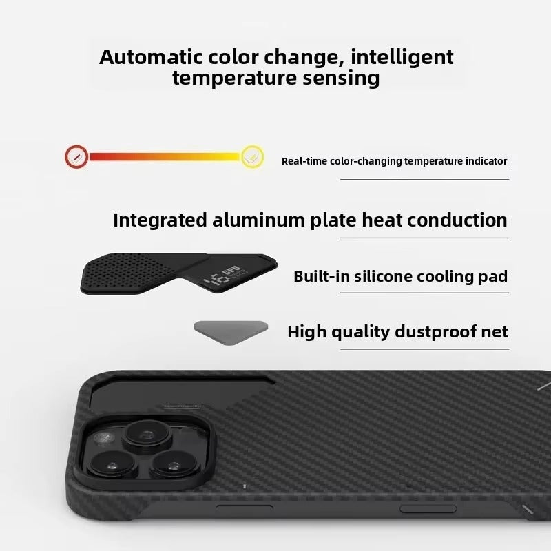 Luxury iPhone Case — Kevlar Aramid Fiber Magnetic Cover with Carbon Fiber Texture, Shockproof and Durable Protective Design